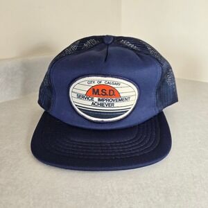 Vintage City of Calgary MSD Trucker Hat Blue Service Improvement‎ Achiever